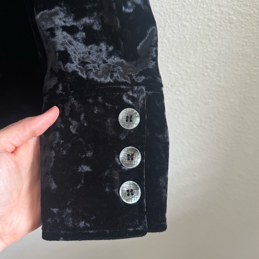 VTG Harvard Benard Large Velour Crushed Velvet Button Down Whimsigoth Cardigan‎ - Picture 4 of 9